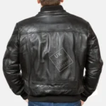 Men's black hooded leather bomber jacket Troy with detachable hood
