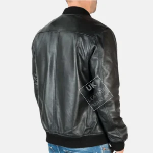 Men's black leather bomber jacket Morton in genuine Nappa leather