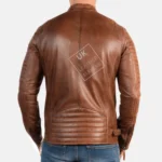 Mens Vintage Tan Leather Biker Jacket – Cruz -Superior Quality back