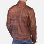 Mens Vintage Tan Leather Jacket – Corado back look
