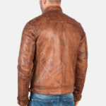 Mens Vintage Tan Leather Jacket – Kendal back
