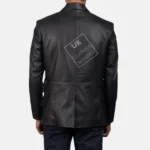 Daron men's black sheepskin leather blazer with notch collar