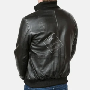 Pacific men's black leather bomber jacket in slim fit Nappa leather